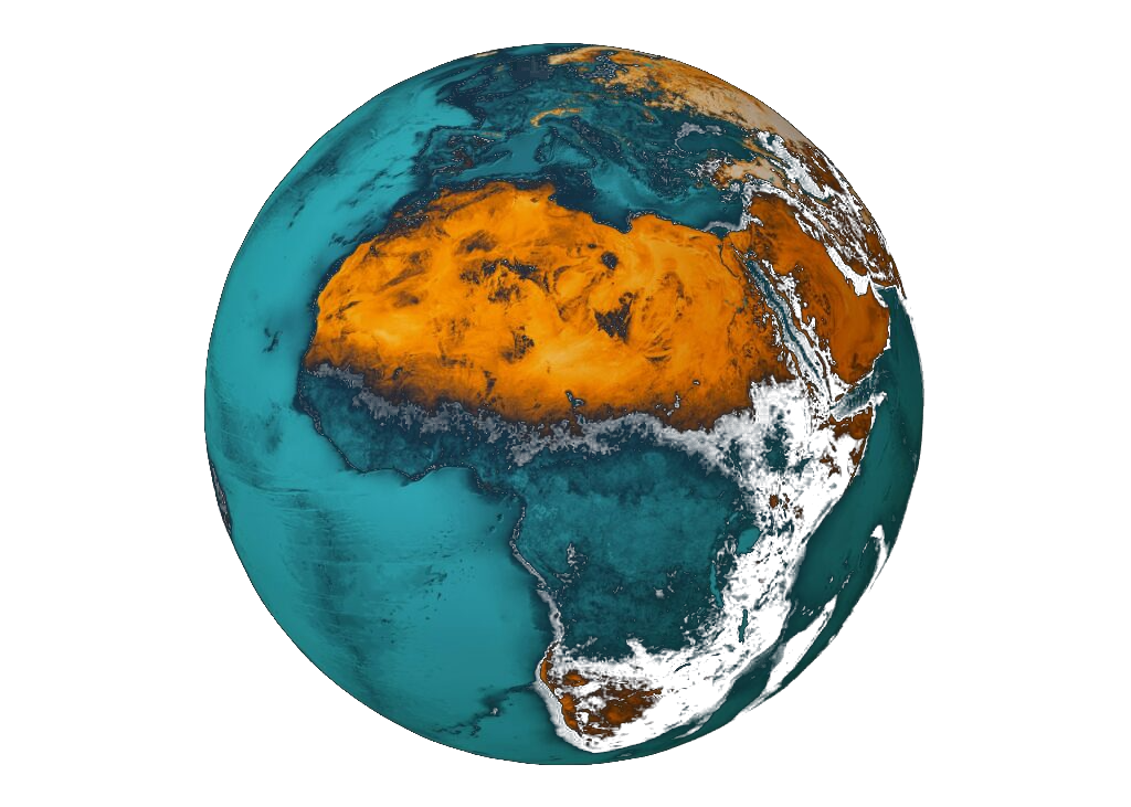 A satellite view of Africa and the surrounding continents